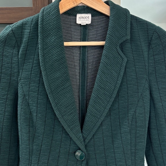 Armani Collezioni Single Button Knit Blazer - Green Size 4 - Picture 5 of 9